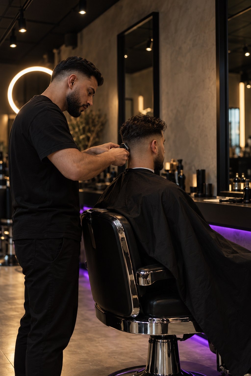 Faris knipt een klant in zijn barbershop